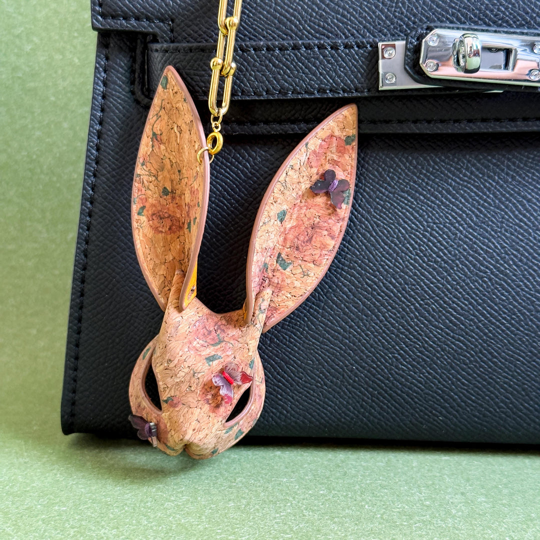 Cork Leather & Lambskin Bunny Keychain — product photograph 1