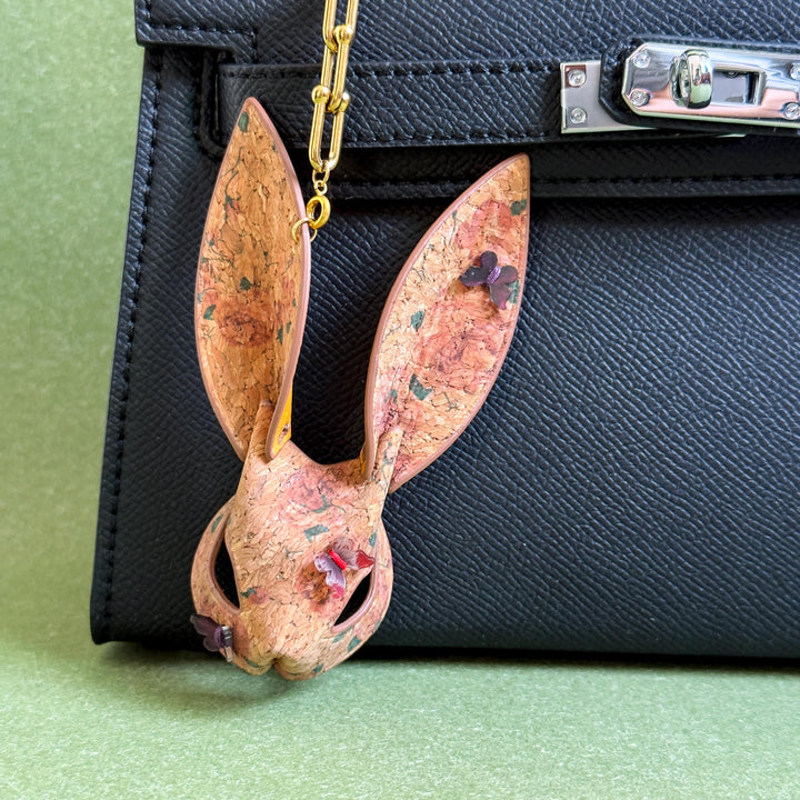 Cork Leather & Lambskin Bunny Keychain — product photograph 1