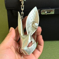 Silver Snakeskin Bunny Bag Charm — product photograph 5