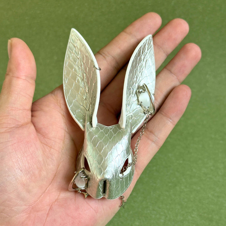 Silver Snakeskin Bunny Bag Charm — product photograph 10
