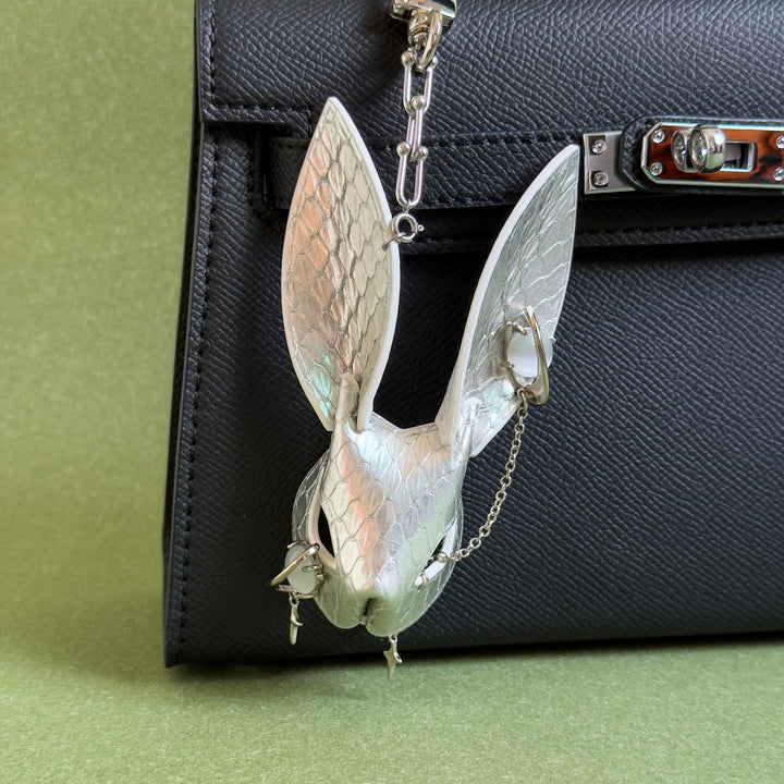 Silver Snakeskin Bunny Bag Charm — product photograph 1
