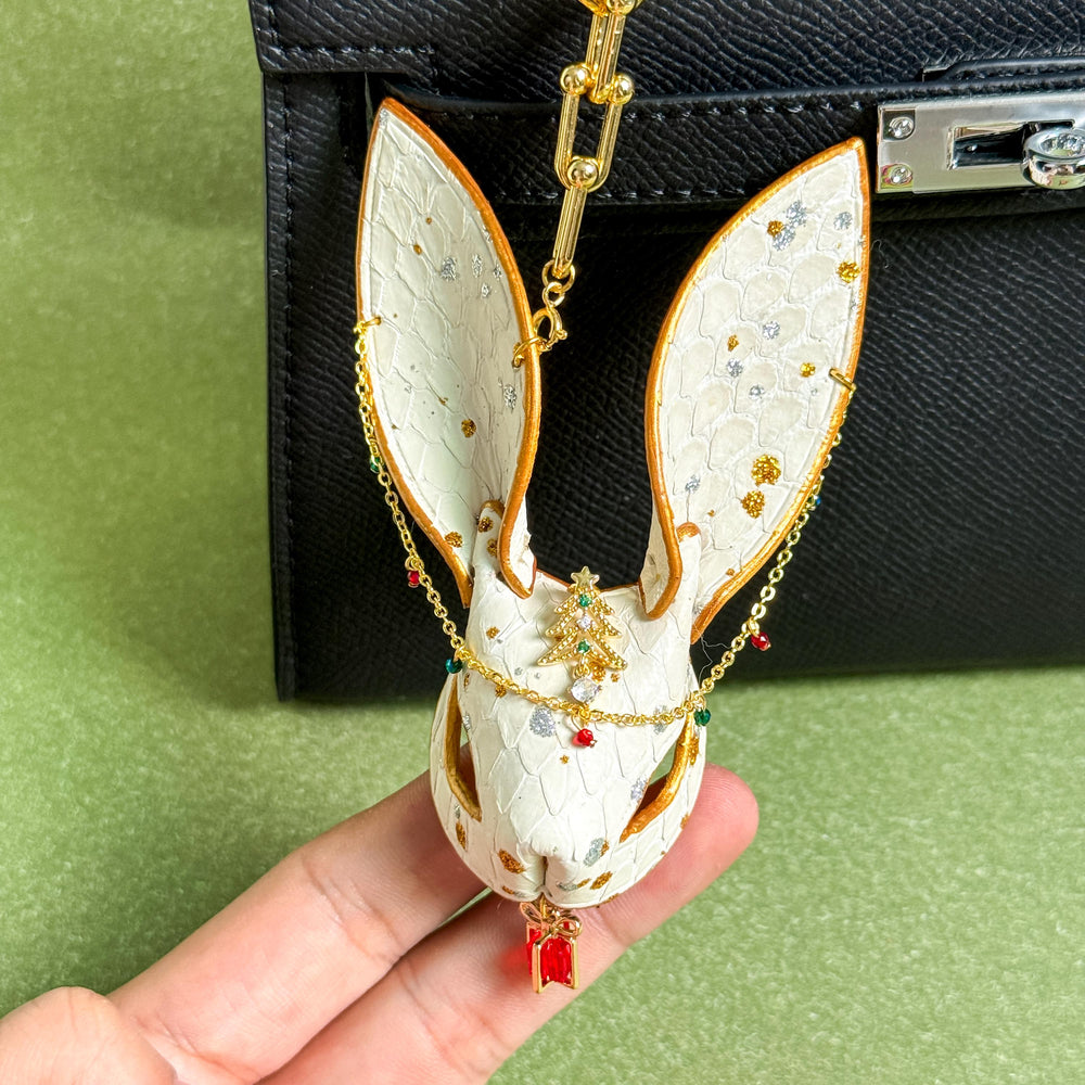 Christmas Lambskin Bunny Bag Charm — product photograph 2