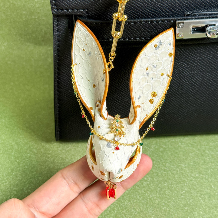 Christmas Lambskin Bunny Bag Charm — product photograph 2