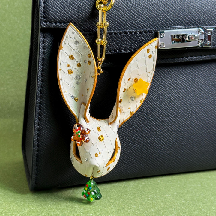 Christmas Snakeskin Bunny Bag Charm — product photograph 1