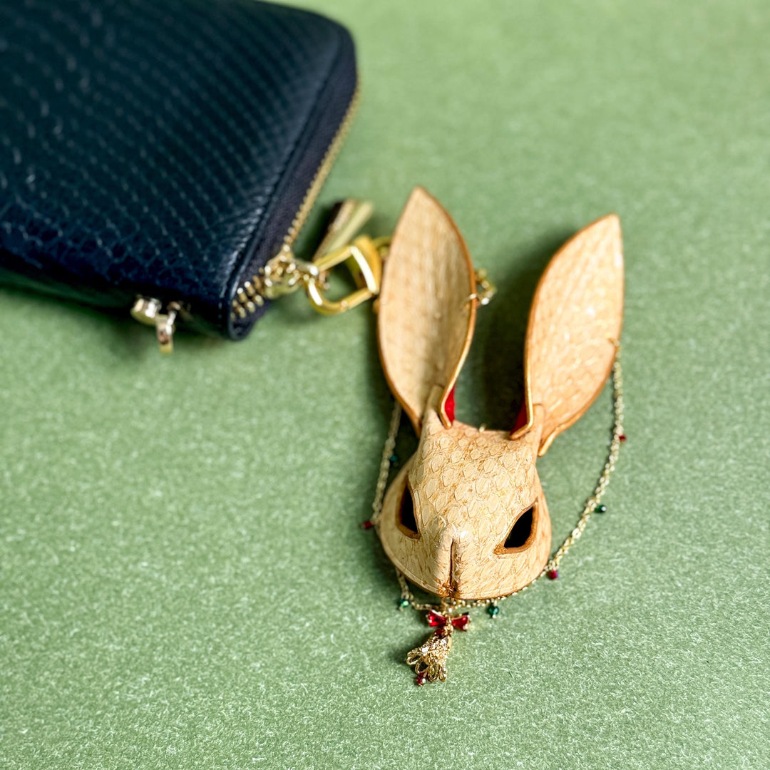 Christmas Bunny Snakeskin Bag Charm — product photograph 3