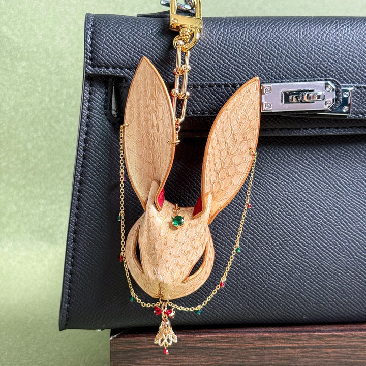 Christmas Bunny Snakeskin Bag Charm — product photograph 1