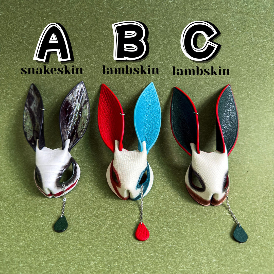 Hand-Painted Clown Bunny Bag Charm — product photograph 2