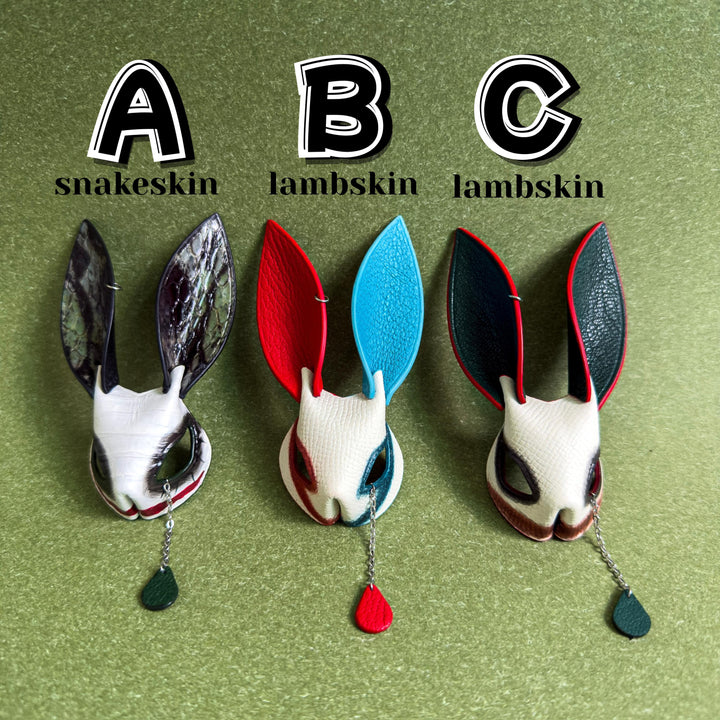 Hand-Painted Clown Bunny Bag Charm — product photograph 2