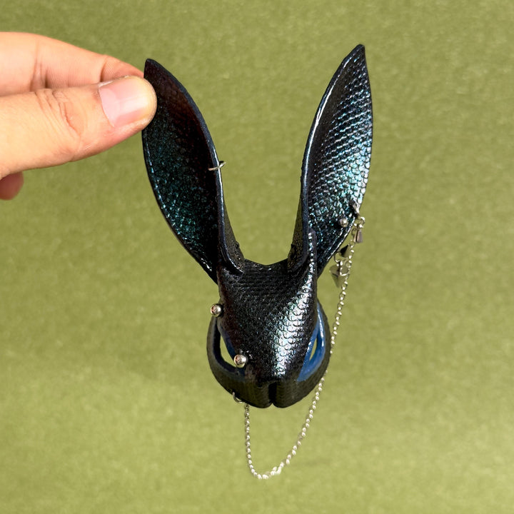 Dark Blue Snakeskin Bunny Bag Charm — product photograph 4