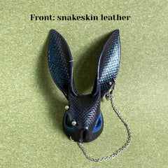 Dark Blue Snakeskin Bunny Bag Charm — product photograph 7
