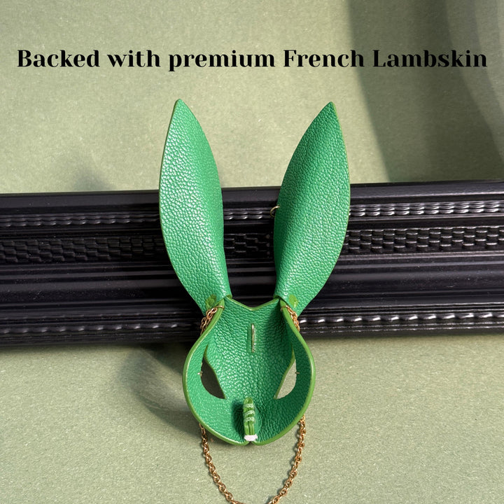 Bright Green Leather Bunny Bag Charm — product photograph 8