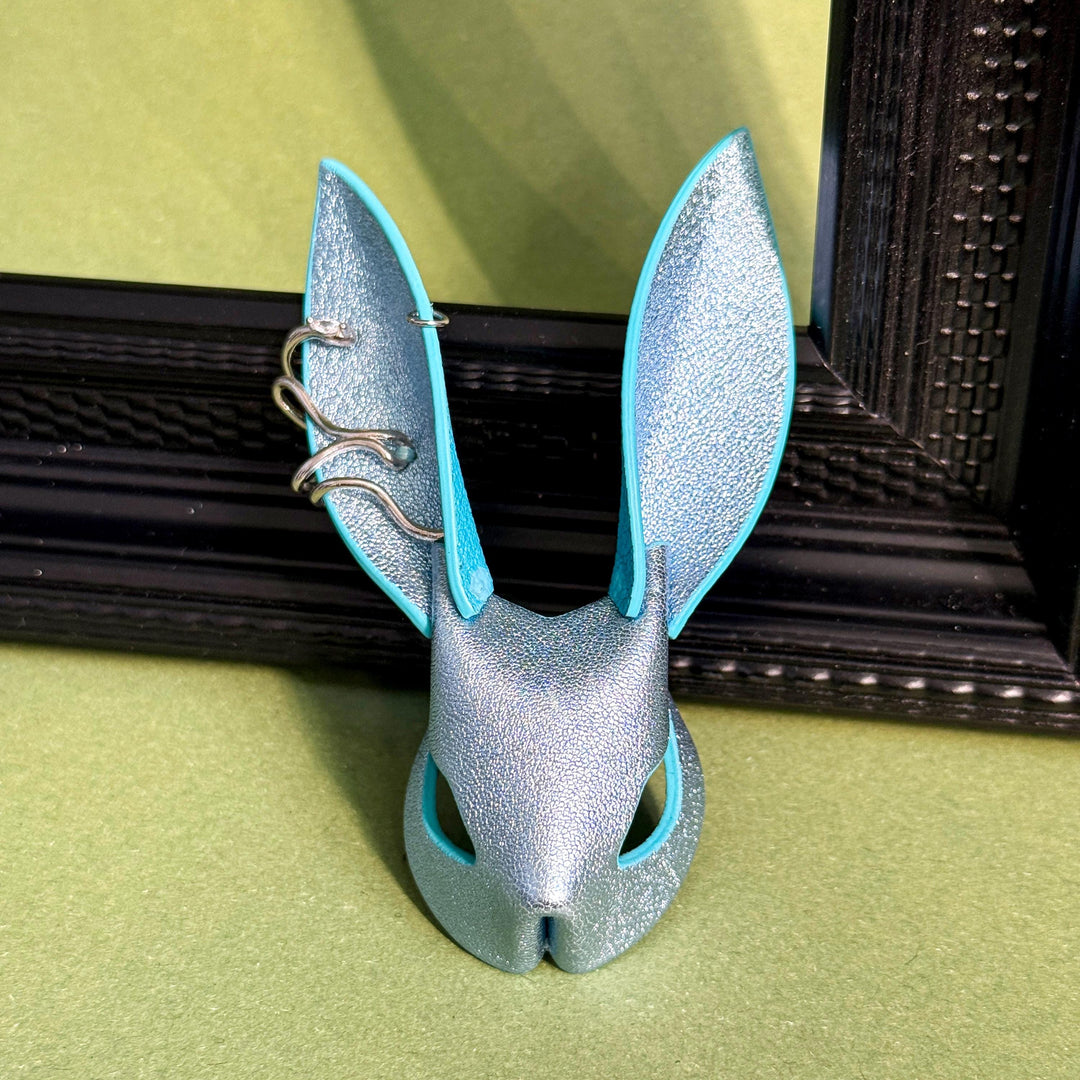 Silver-Blue Metallic Lambskin Bunny Bag Charm — product photograph 11