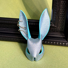 Silver-Blue Metallic Lambskin Bunny Bag Charm — product photograph 11