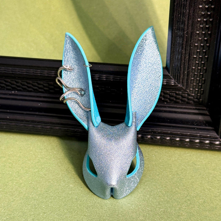 Silver-Blue Metallic Lambskin Bunny Bag Charm — product photograph 11