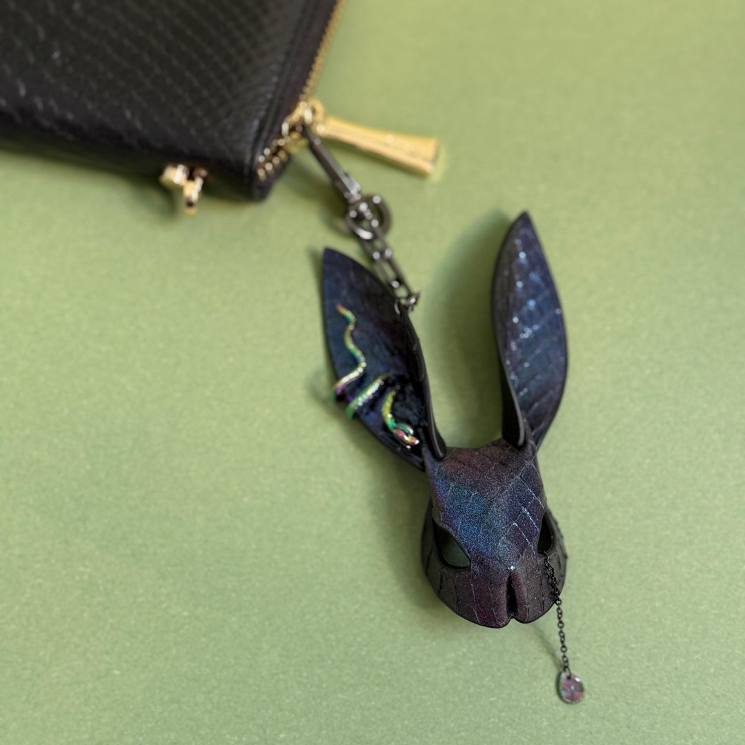 Blue-Purple Rainbow Snakeskin Bunny Bag Charm — product photograph 5
