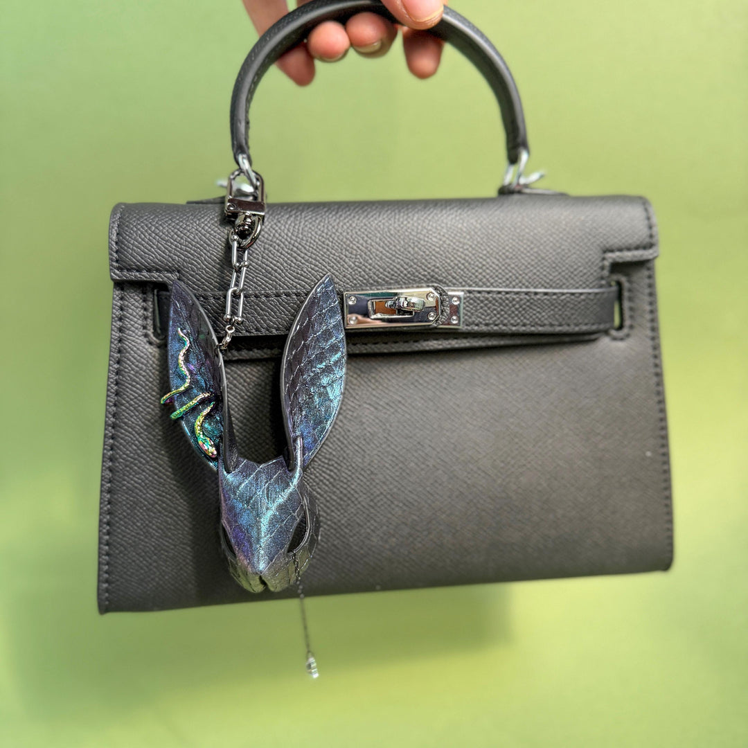 Blue-Purple Rainbow Snakeskin Bunny Bag Charm — product photograph 3