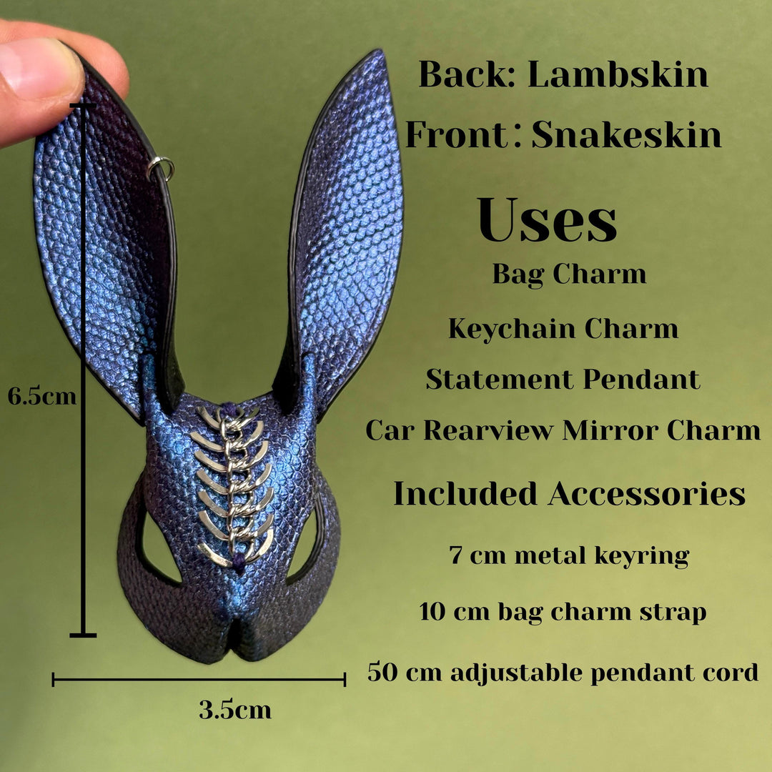 Blue-Purple Iridescent Snakeskin Bunny Charm — product photograph 6
