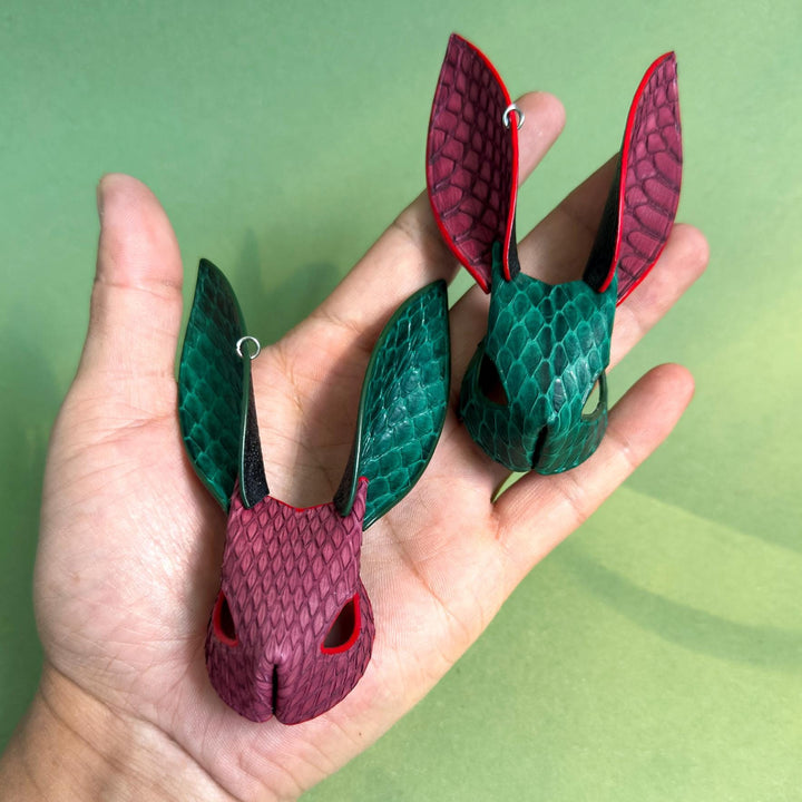 Colorblock Snakeskin Bunny Bag Charm — product photograph 3