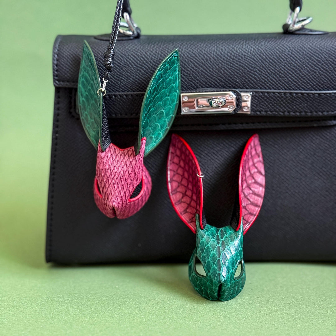 Colorblock Snakeskin Bunny Bag Charm — product photograph 1
