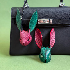 Colorblock Snakeskin Bunny Bag Charm — product photograph 1