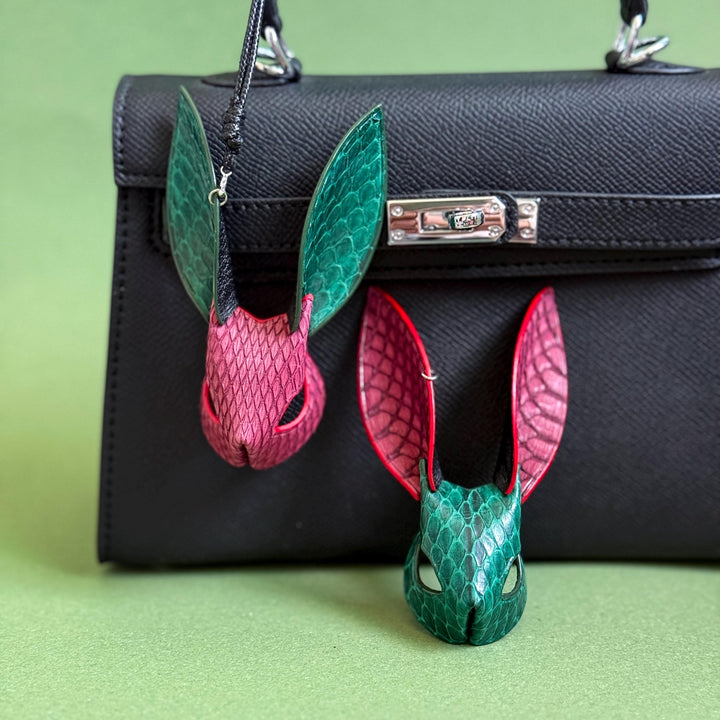 Colorblock Snakeskin Bunny Bag Charm — product photograph 1