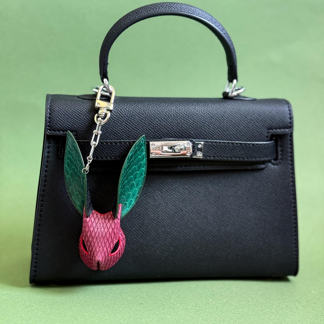 Colorblock Snakeskin Bunny Bag Charm — product photograph 4