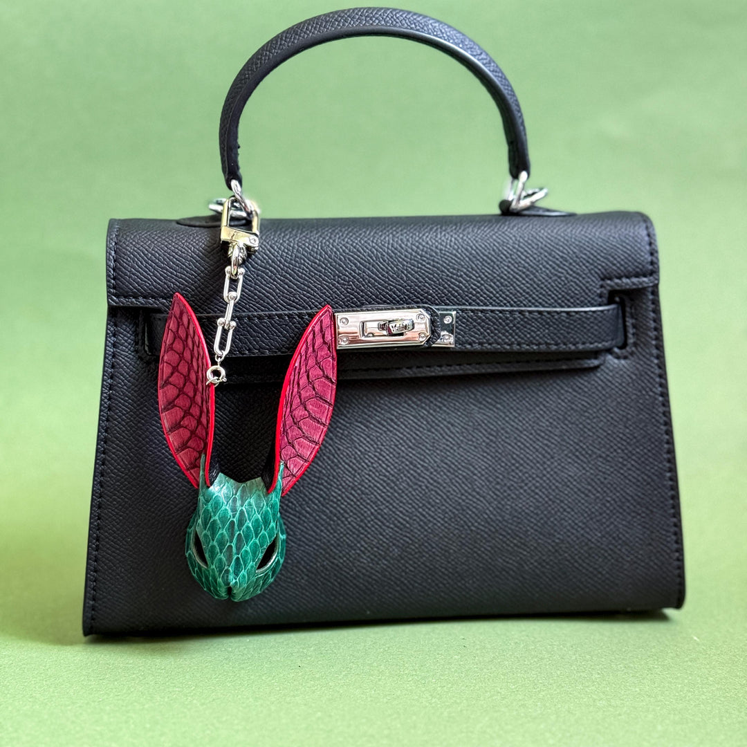 Colorblock Snakeskin Bunny Bag Charm — product photograph 5