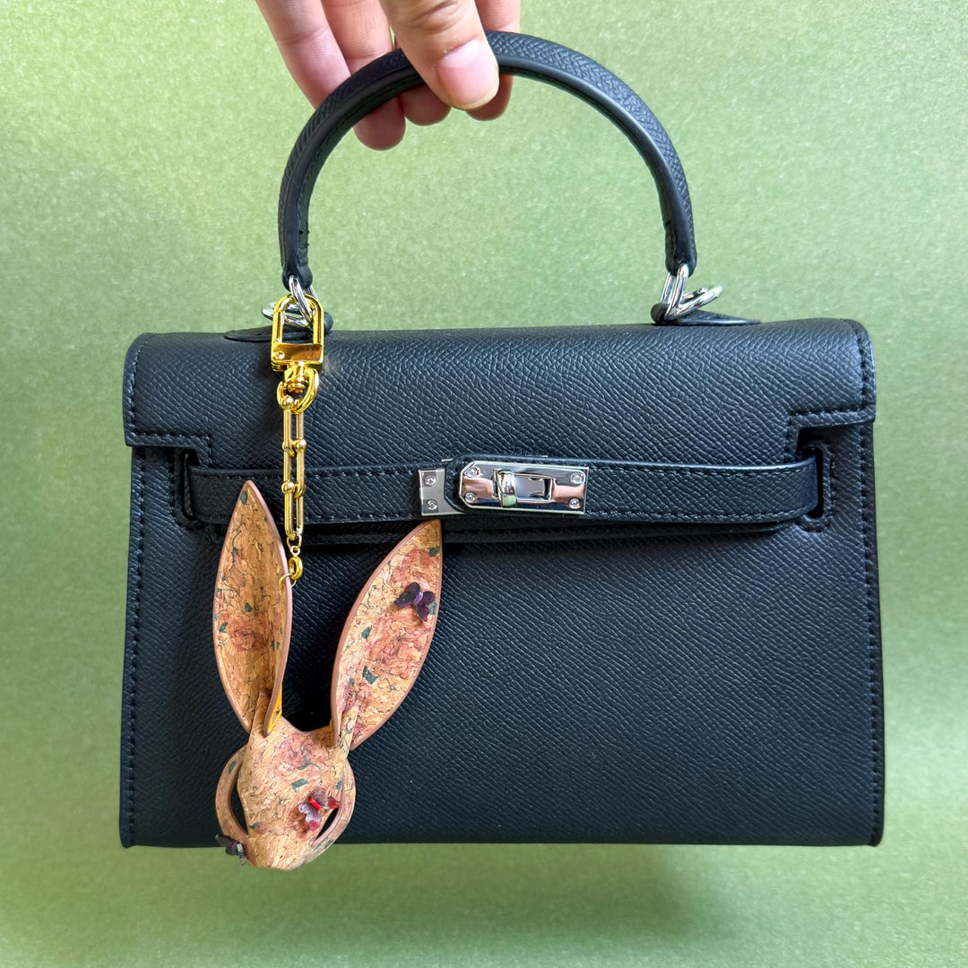 Cork Leather & Lambskin Bunny Keychain — product photograph 3