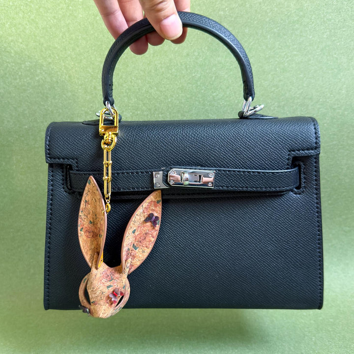 Cork Leather & Lambskin Bunny Keychain — product photograph 3