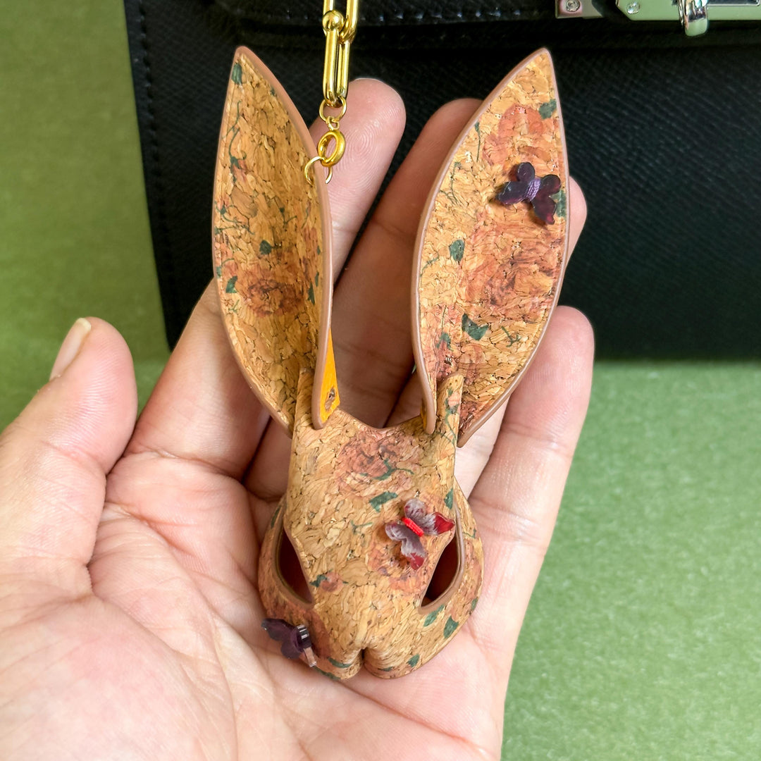Cork Leather & Lambskin Bunny Keychain — product photograph 2