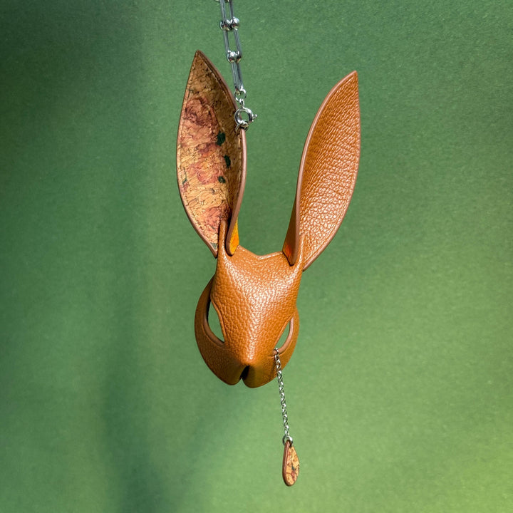 Brown Lambskin & Cork Bunny Bag Charm — product photograph 6