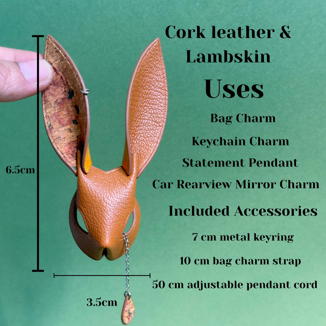 Brown Lambskin & Cork Bunny Bag Charm — product photograph 4
