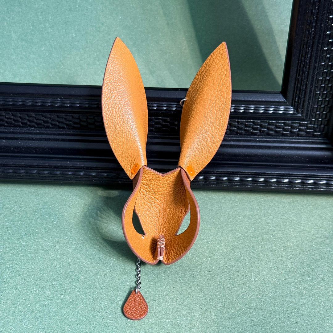 Brown Lambskin & Cork Bunny Bag Charm — product photograph 8