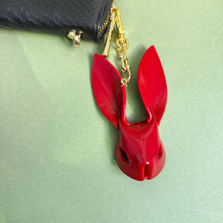 Custom Red Lambskin Bunny Bag Charm — product photograph 9