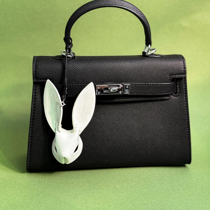 Custom White Lambskin Bunny Bag Charm — product photograph 4