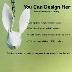 Custom White Lambskin Bunny Bag Charm — product photograph 2