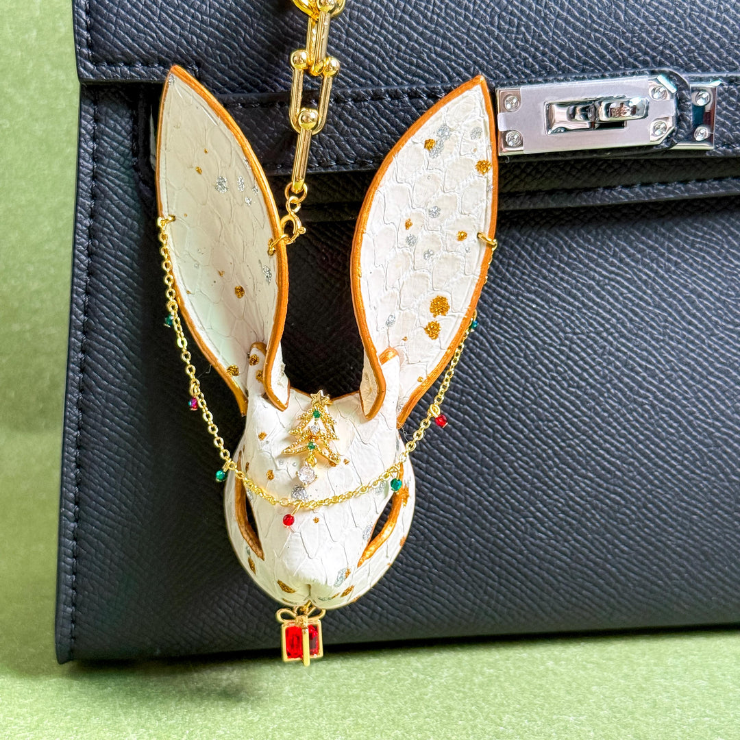 Christmas Lambskin Bunny Bag Charm — product photograph 1