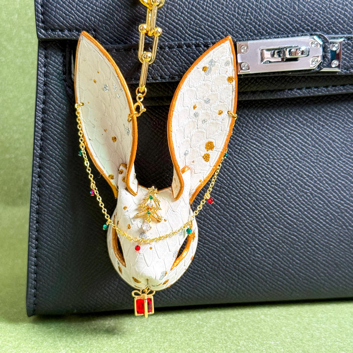 Christmas Lambskin Bunny Bag Charm — product photograph 1