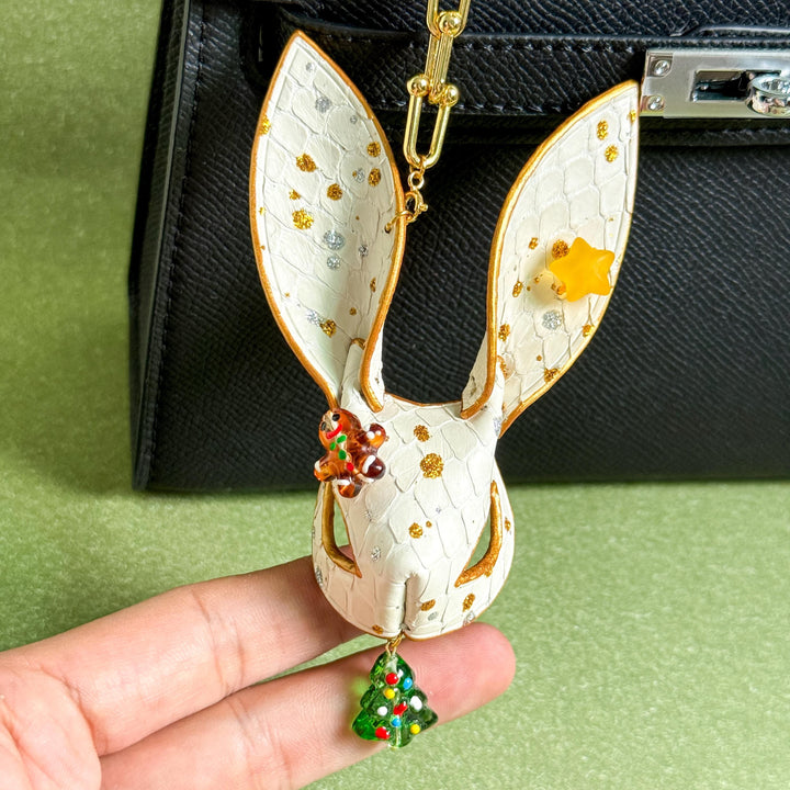 Christmas Lambskin Bunny Bag Charm — product photograph 3