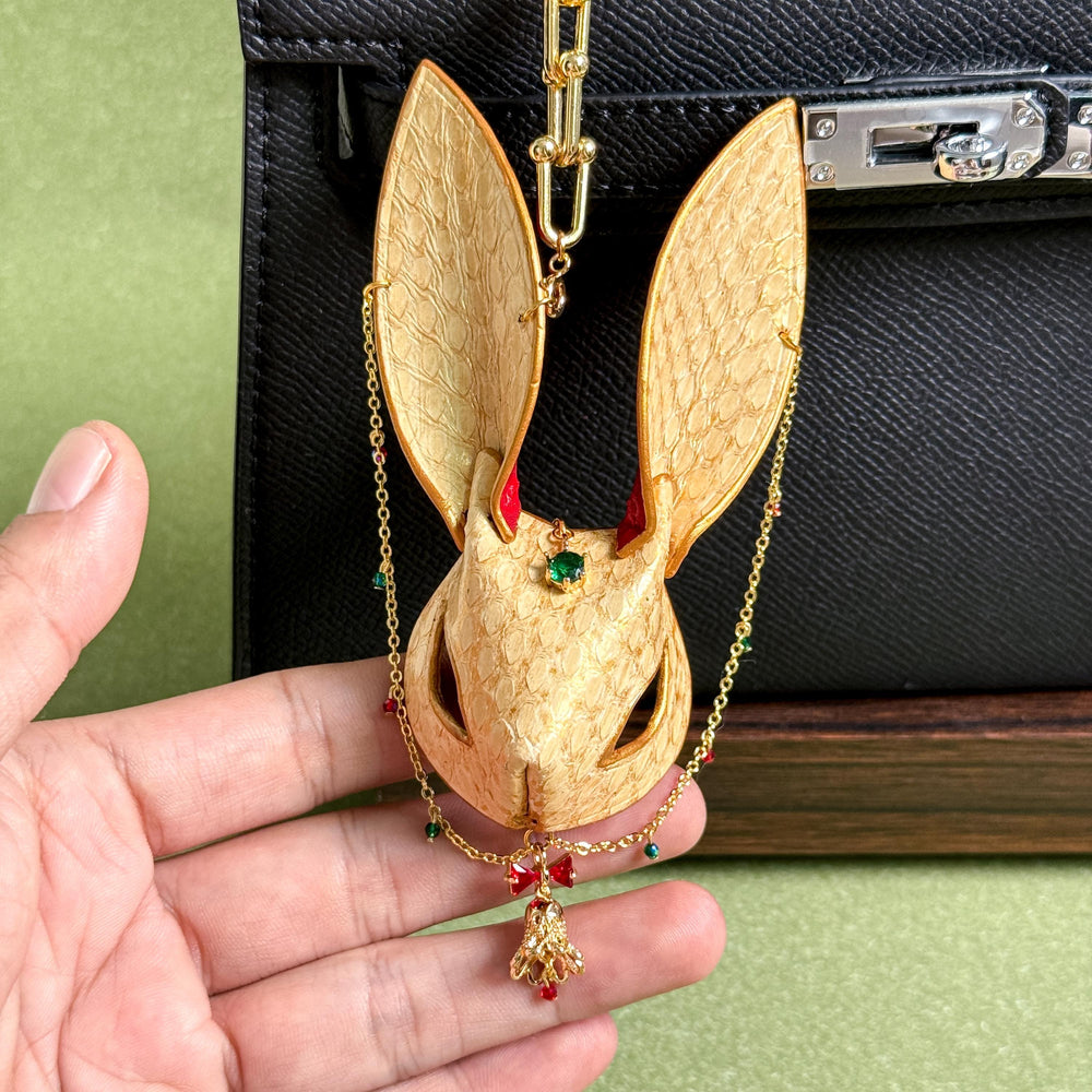 Christmas Bunny Snakeskin Bag Charm — product photograph 2