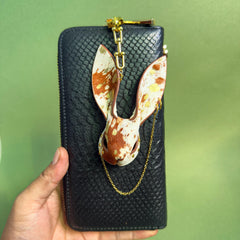 Cream & Chestnut Horsehair Bunny Bag Charm — product photograph 3
