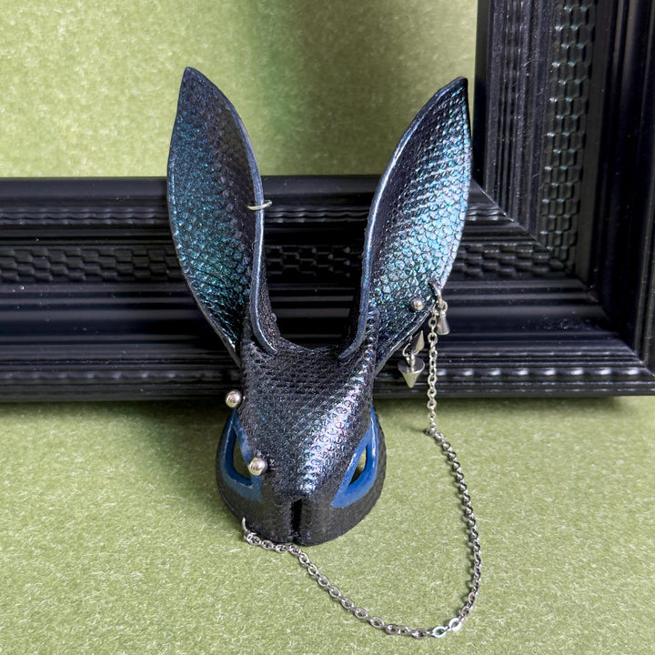 Dark Blue Snakeskin Bunny Bag Charm — product photograph 6