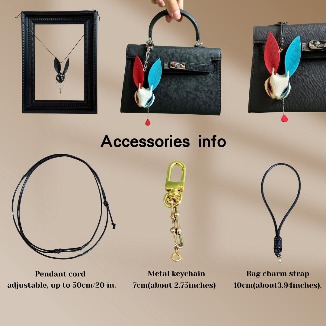Dark Blue Snakeskin Bunny Bag Charm — product photograph 9