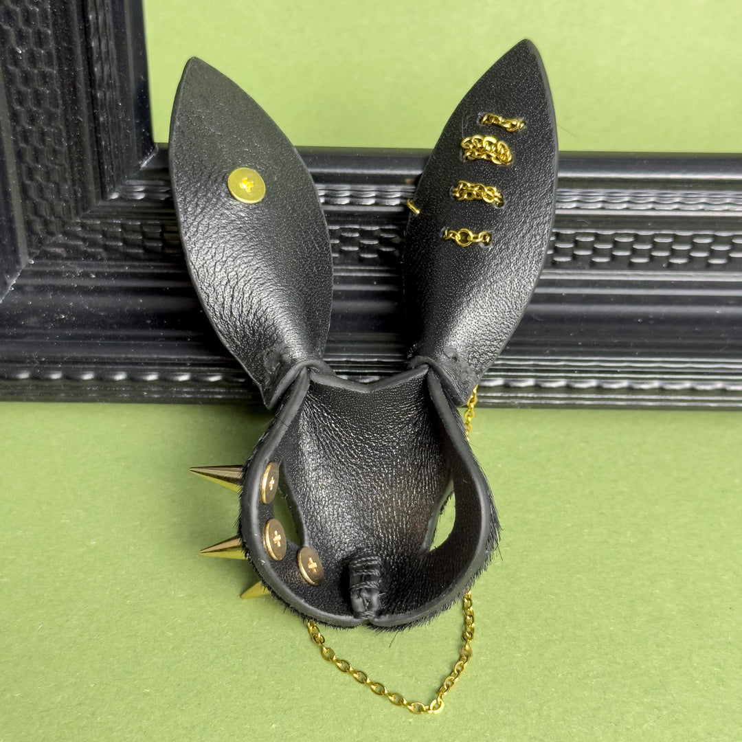 Black Gothic Leather Bunny Bag Charm — product photograph 10