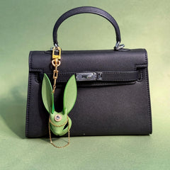 Bright Green Leather Bunny Bag Charm — product photograph 2