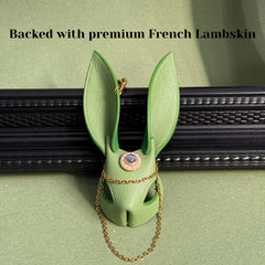 Bright Green Leather Bunny Bag Charm — product photograph 7