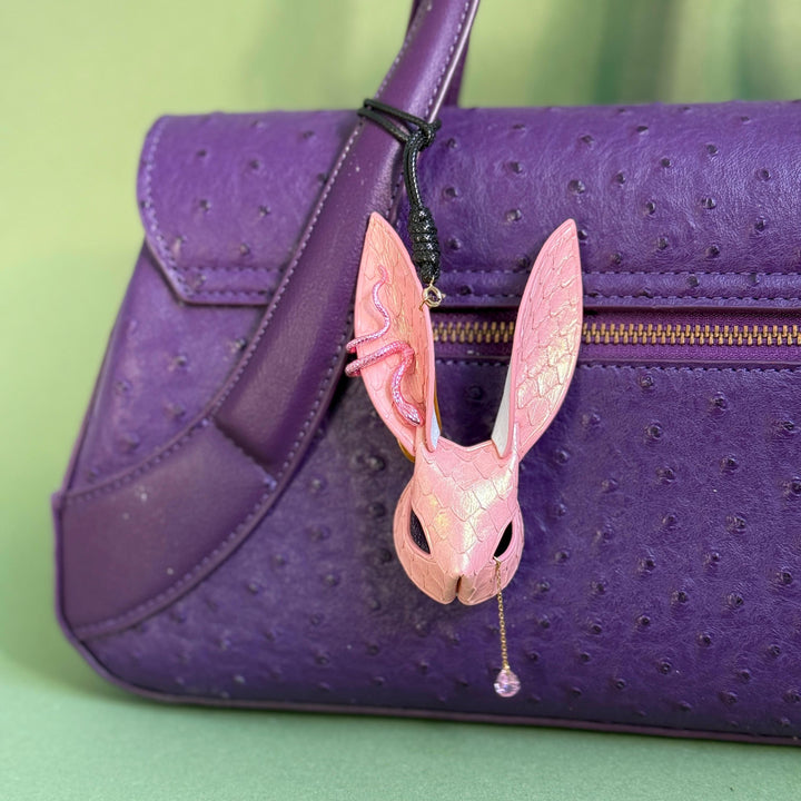 Pink Snakeskin & Lambskin Bunny Bag Charm — product photograph 4