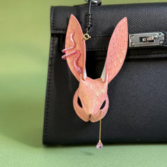 Pink Snakeskin & Lambskin Bunny Bag Charm — product photograph 1