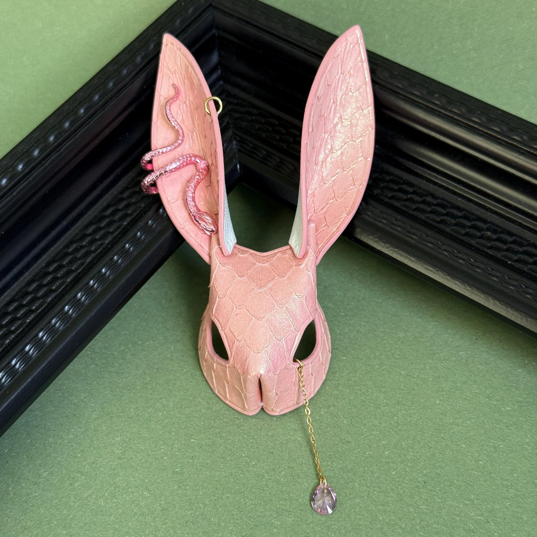 Pink Snakeskin & Lambskin Bunny Bag Charm — product photograph 11