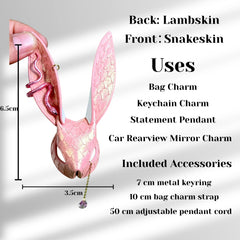 Pink Snakeskin & Lambskin Bunny Bag Charm — product photograph 7